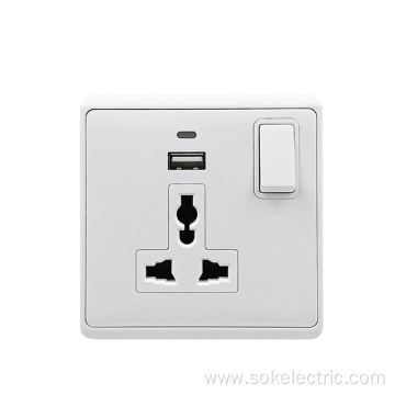 2.1A USB Charger + Single Pole Switched Socket